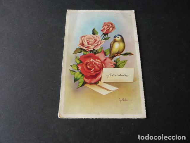 Cartoline: PAJARO CON FLORES POSTAL ILUSTRADA