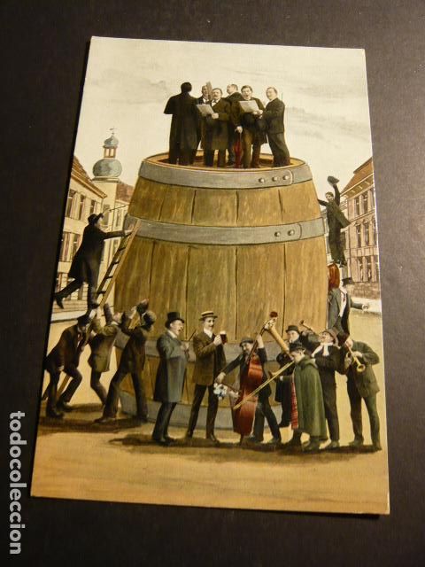 Cartoline: BANDA DE MUSICA Y CORO EN TONEL POSTAL