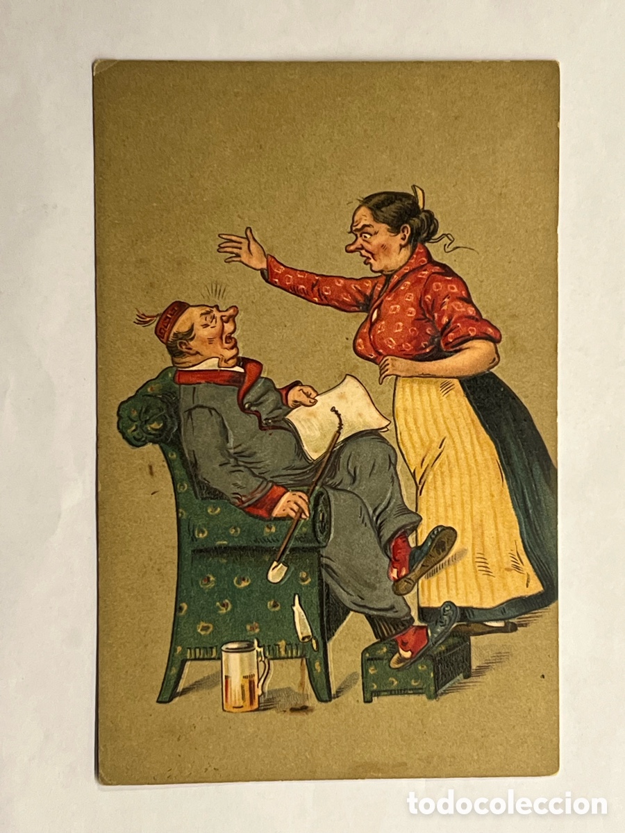 Postkarten: Postal Caricaturesca en Relieve y Color. Postal alemana. Circulada (h.1910?)