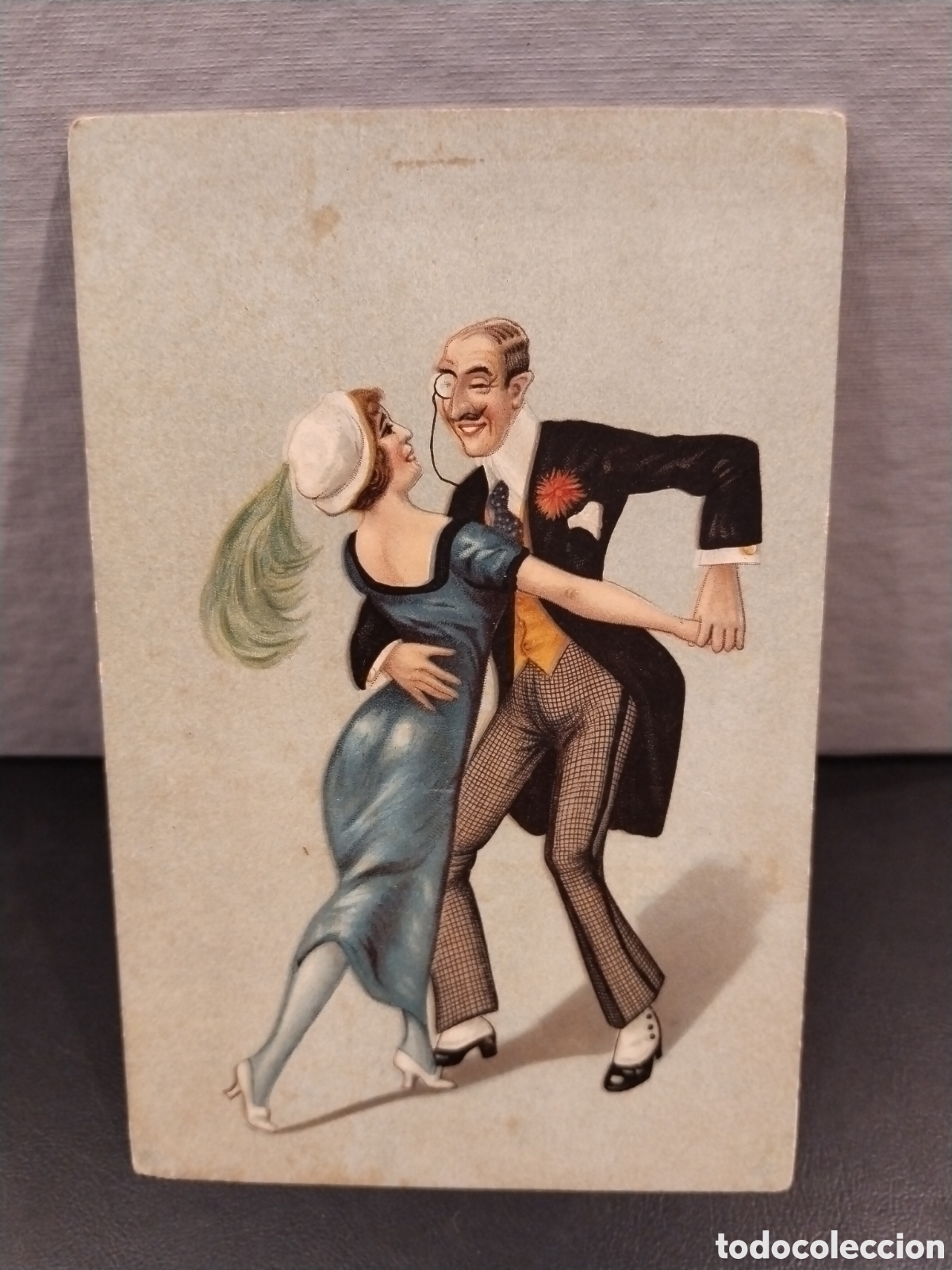 Postkarten: Postal Ilustrada con Pareja Bailando