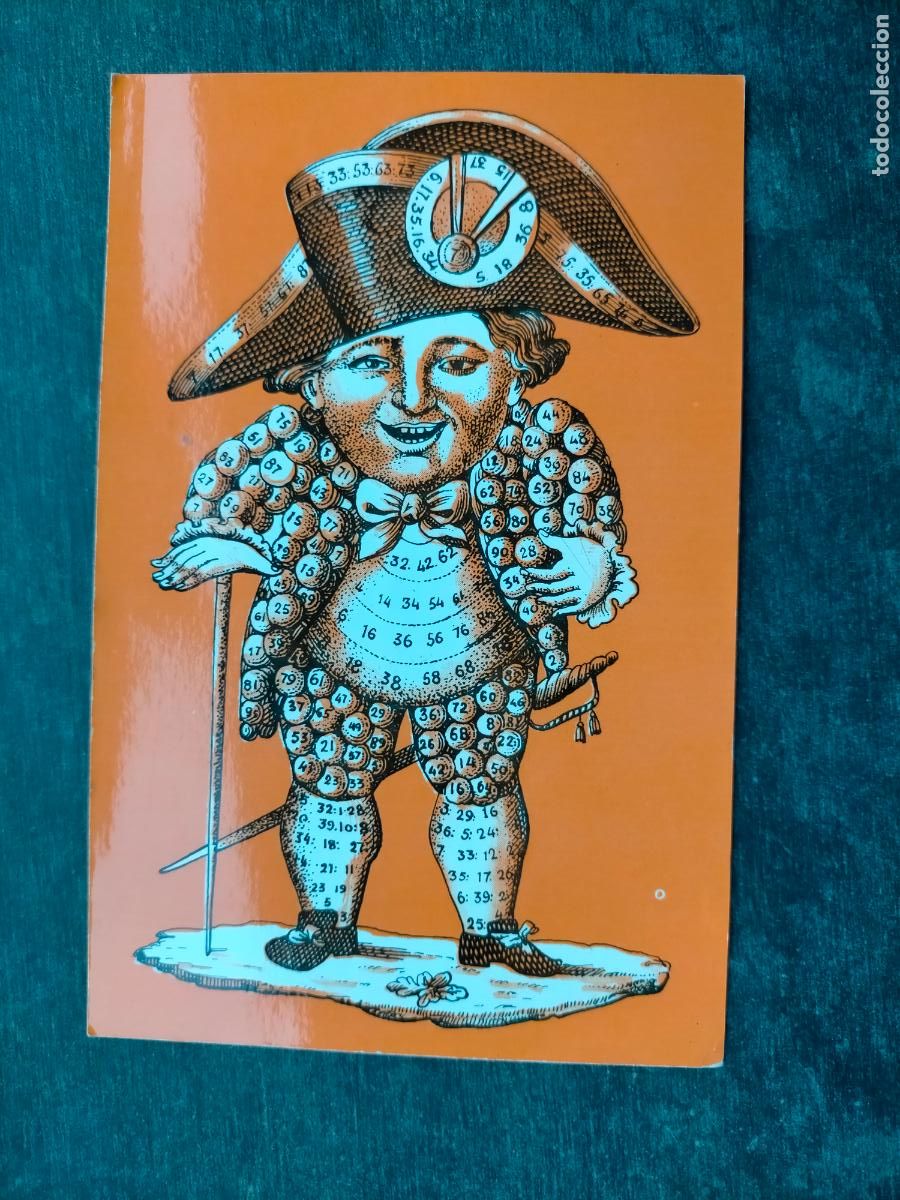 Postales: Tarjeta postal dibujo serie B 1 el fan&aacute;tico por la loter&iacute;a o el enano afortunado