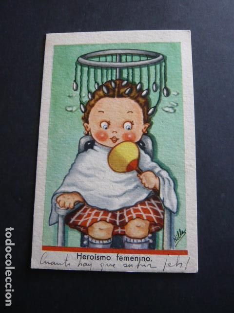 Cartoline: NI&Ntilde;A EN LA PELUQUERIA POSTAL