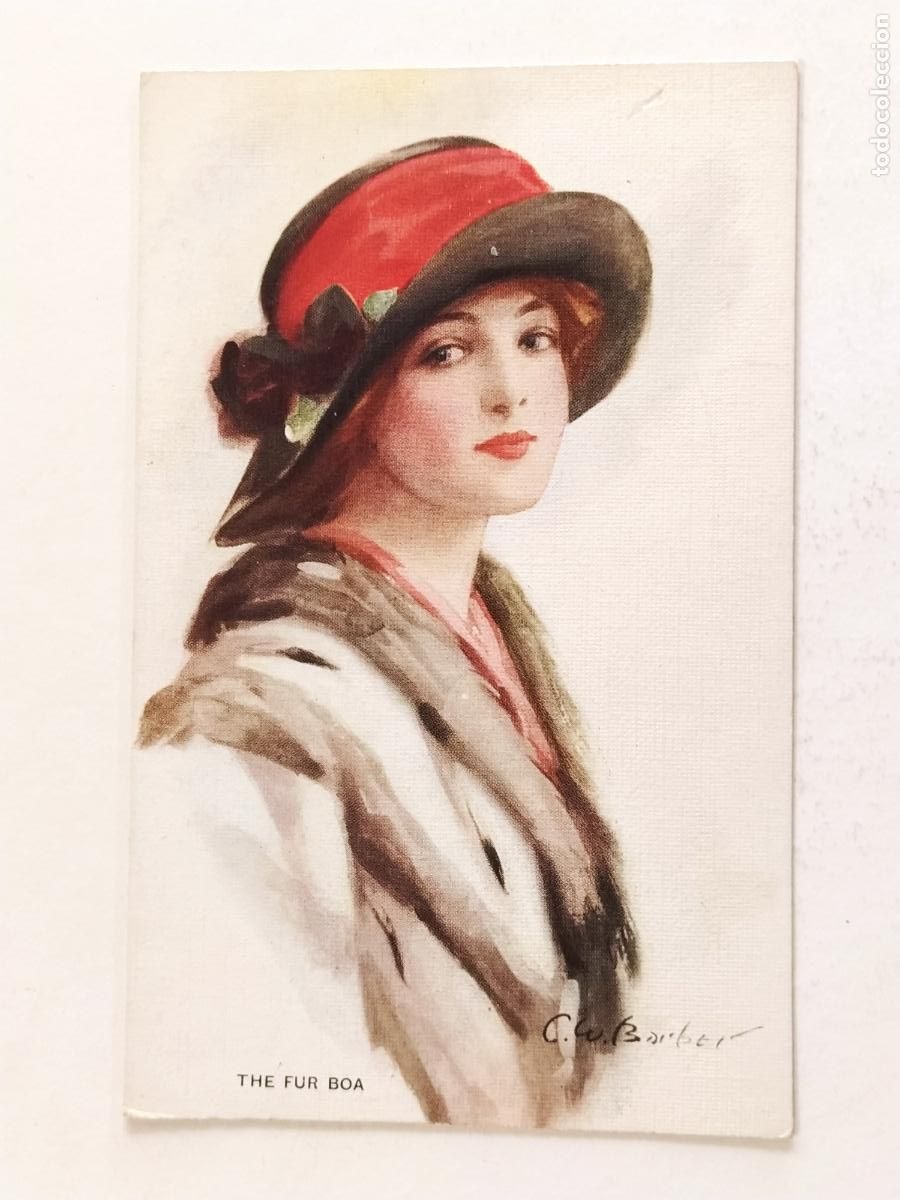 Postkarten: MUJER ELEGANTE - THE FUR BOA - BARBER - POSTAL ANTIGUA -(MG-1105)