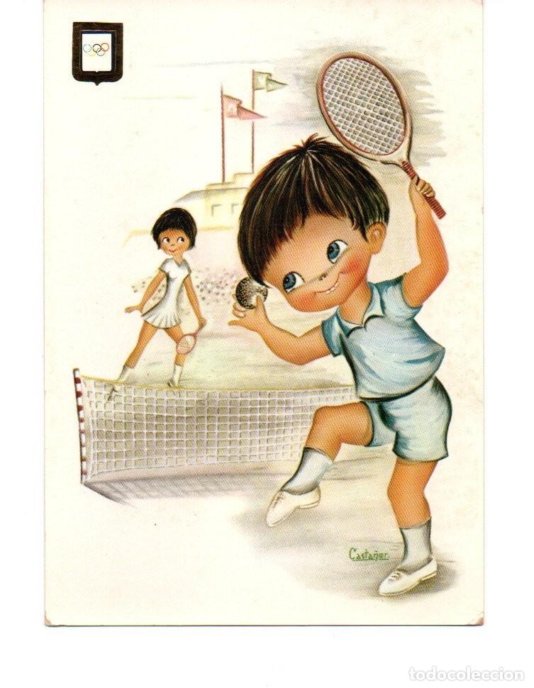 Postcards: POSTAL ESCUDO DE ORO PAREJA JUEGO AL TENIS EDITOR CASTA&Ntilde;ER ESCRITA EL A&Ntilde;O 1968