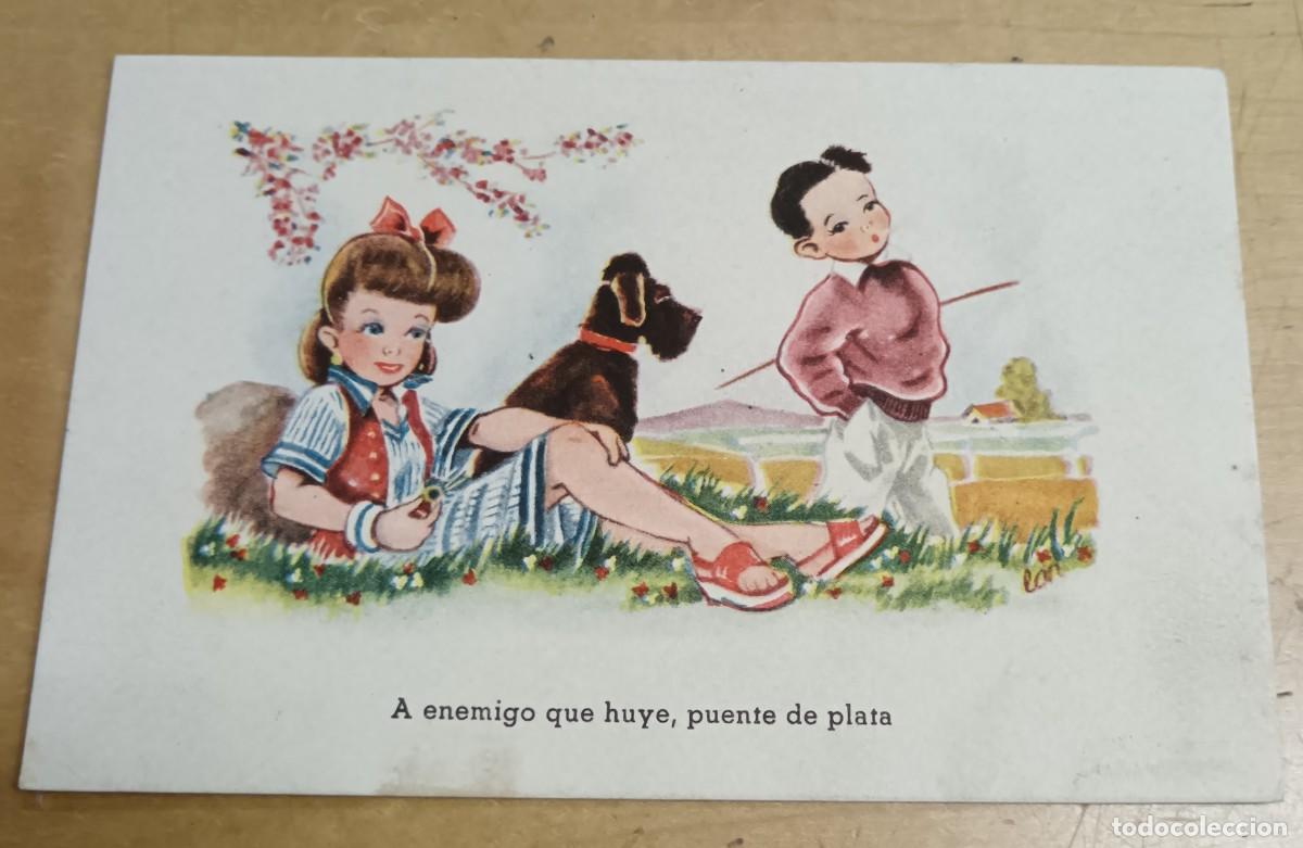Cartoline: POSTAL INFANTIL ILUSTRADA POR LAN C.M.B. SERIE N&ordm; 90 A&Ntilde;O 1946 ESCRITA 14X9 CM.