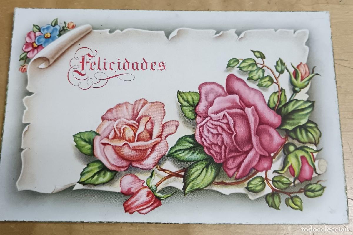 Cartoline: POSTAL FELICITACI&Oacute;N CON MOTIVO FLORAL CYZ N&ordm; 582 ESCRITA 13,5X9 CM.
