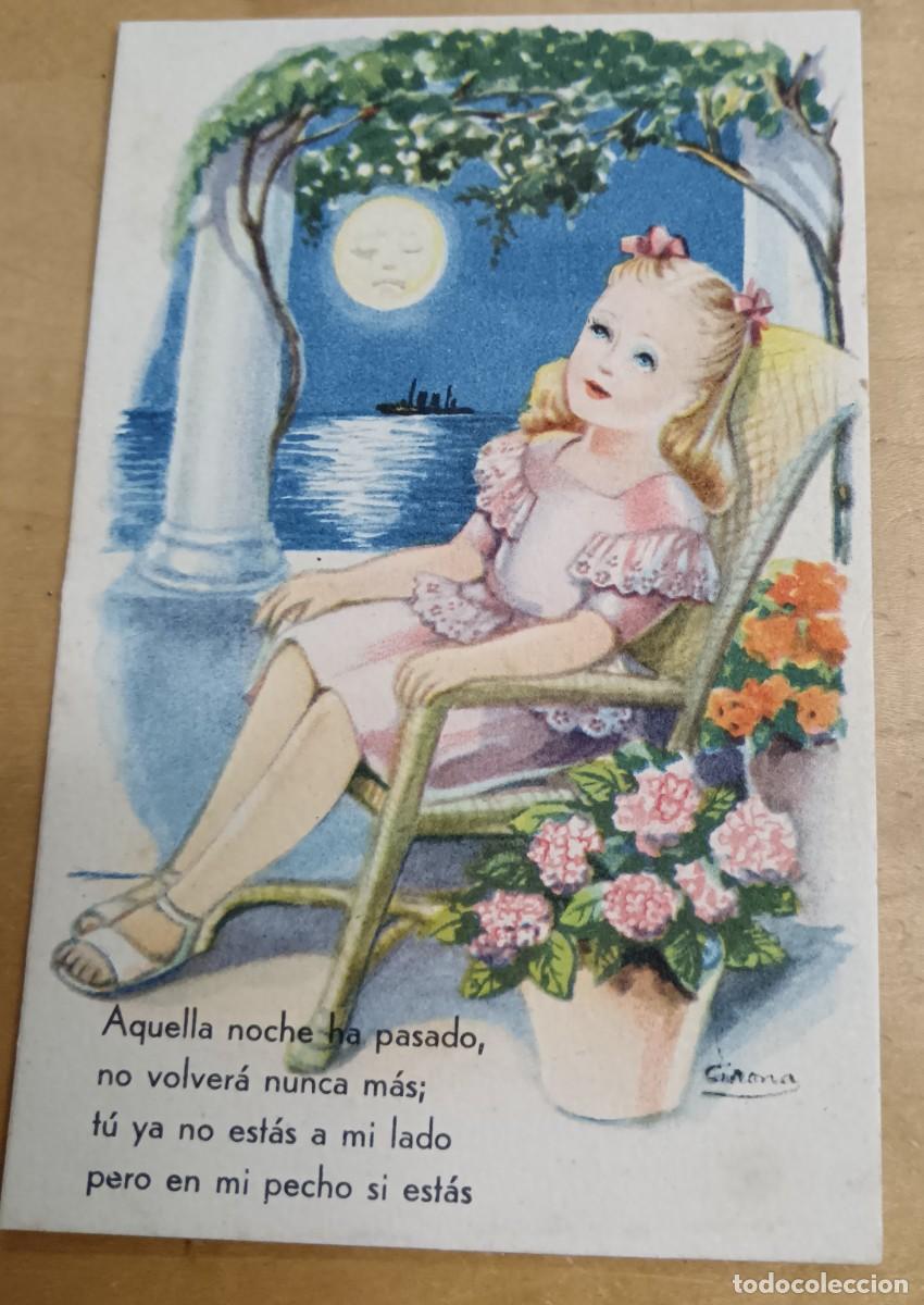 Cartoline: POSTAL INFANTIL ILUSTRADA POR GIRONA MELOD&Iacute;AS EN BOGA COLECCI&Oacute;N H SERIE 87 A&Ntilde;O 1946 ESCRITA 13,5X9