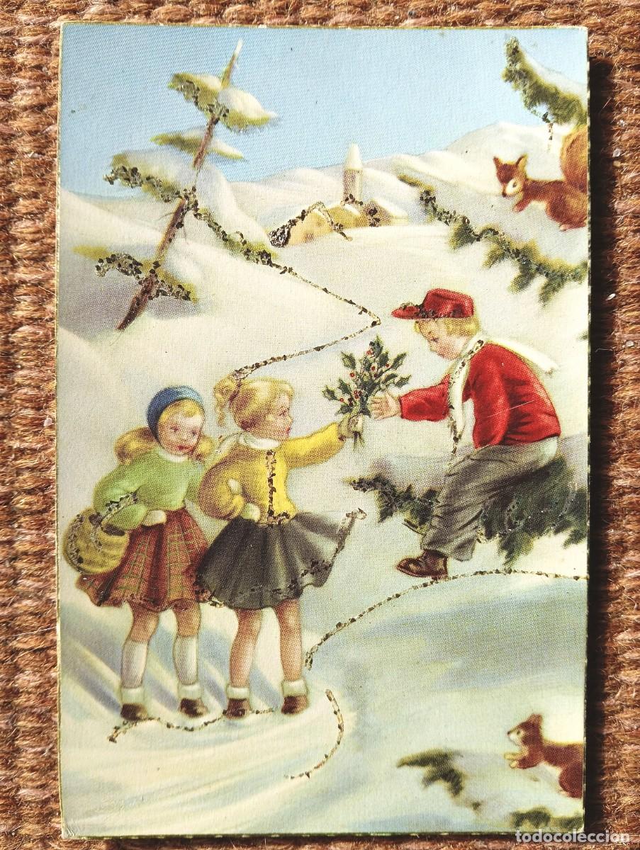 Postcards: NI&Ntilde;OS EN PAISAJE NEVADO