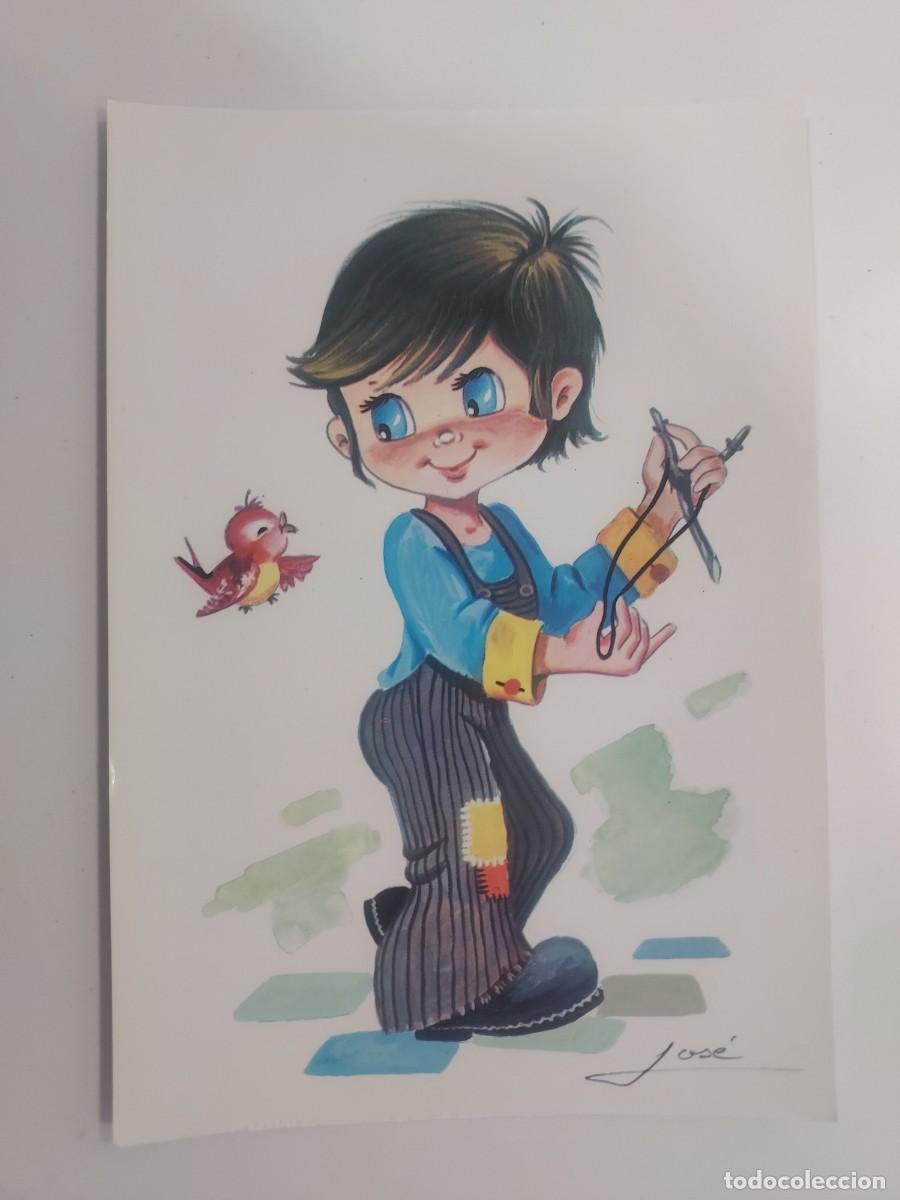 Postkarten: POSTAL ILUSTRADOR JOSE. CHICO GOLFILLO CON TIRACHINAS. SIN CIRCULAR. 1976. BERGAS