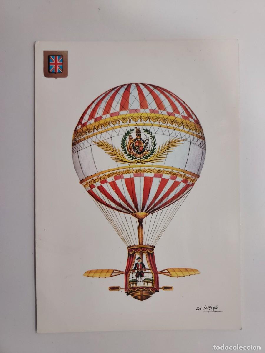 Postcards: POSTAL ILUSTRADOR DE LA MARIA. GLOBO DE LUNARDI CONQUISTA ESPACIO. SIN CIRCULAR. 1970. ESCUDO DE ORO