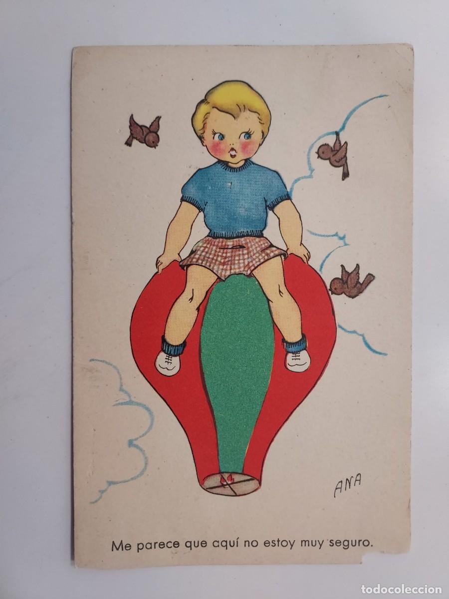 Postkarten: POSTAL ILUSTRADOR ANA. ANTIGUA. NI&Ntilde;O EN GLOBO AEROSTATICO. JBR