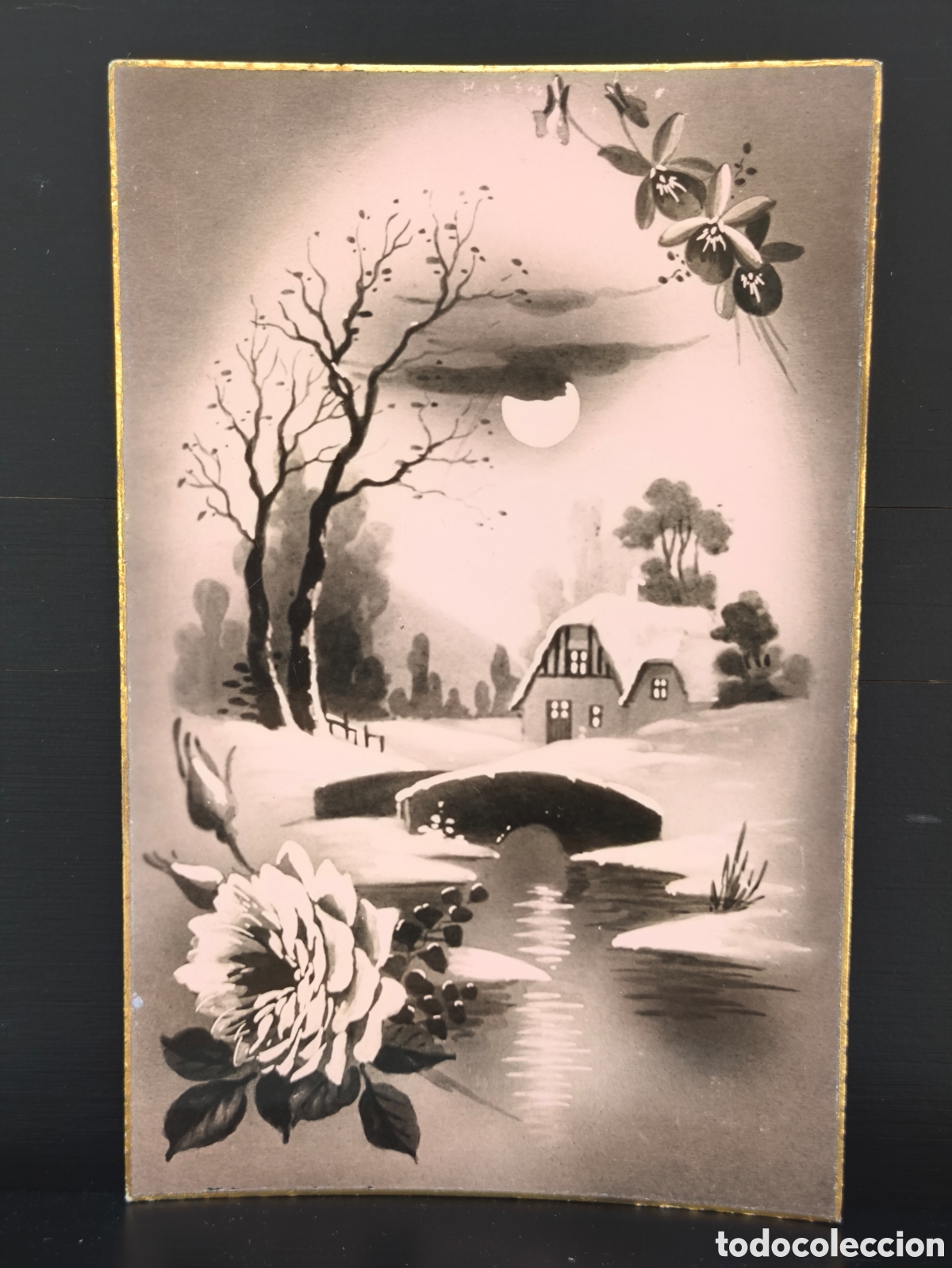 Postales: Antigua postal ilustrada dibujo Art&iacute;stica Flores Paisaje Fantas&iacute;a Ed. PD Ediciones Pablo Dummatzen