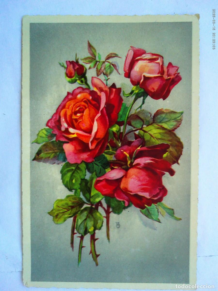 Postkarten: POSTAL CON BONITO DIBUJO DE RAMO DE ROSAS, FLORES , PORTUGAL . A&Ntilde;OS 60