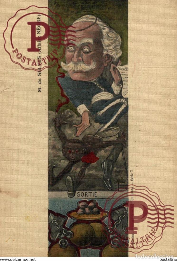 Postales: ILLUSTRATEUR ERNEST E. MULLER POLITIQUE CARICATURE SATIRE SATIRIQUE ARTIST SIGNED M. DE SELVES AFFAI
