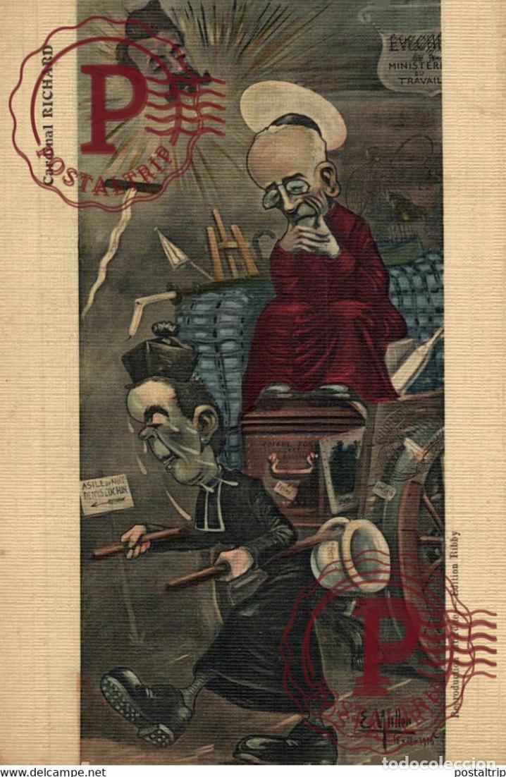 Postales: CARTE POLITIQUE SATIRIQUE CARDINAL RICHARD - SIGNEE MULLER