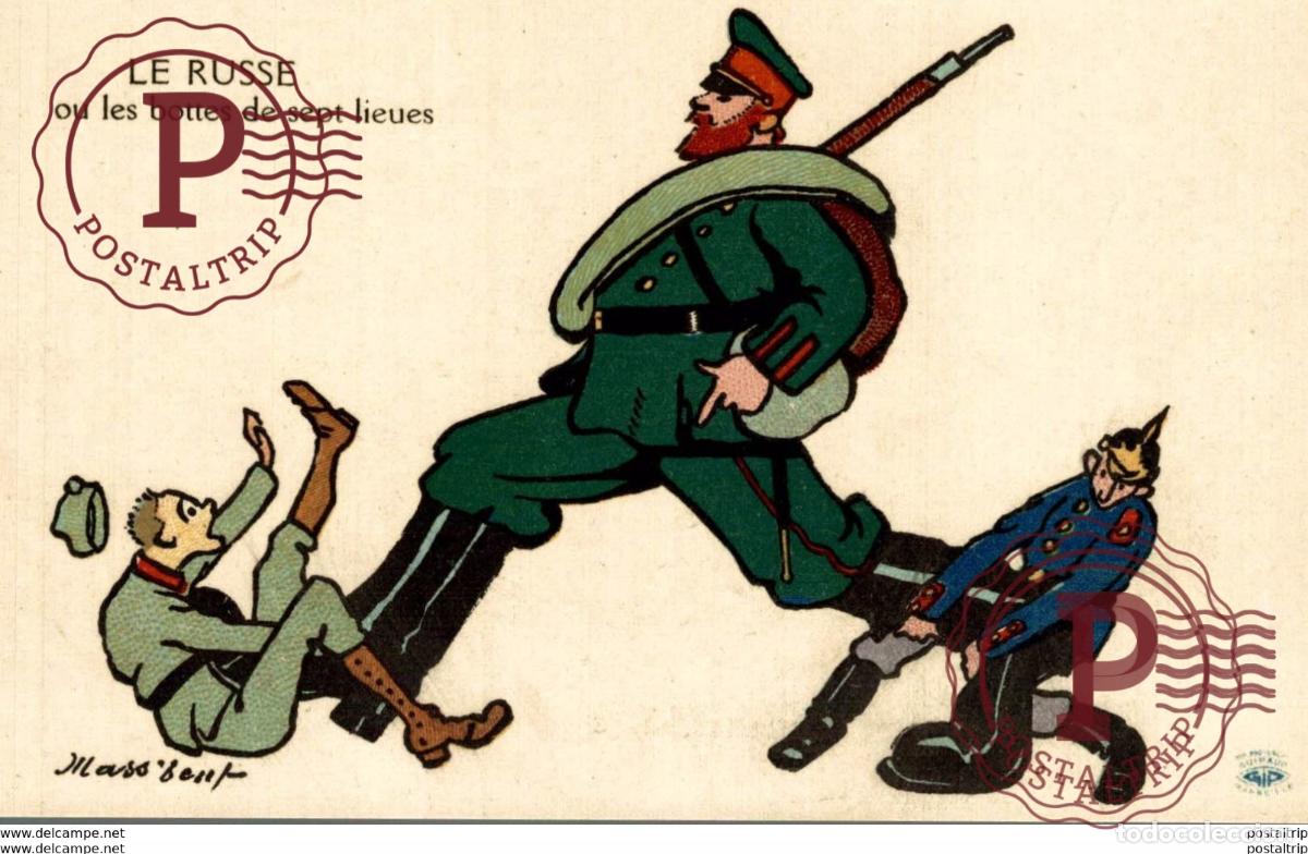 Postales: guerre 1914-18- - illustrateur MASS BOEUF LE RUSSE OU LES BOTTES DE SEPT LIEUES