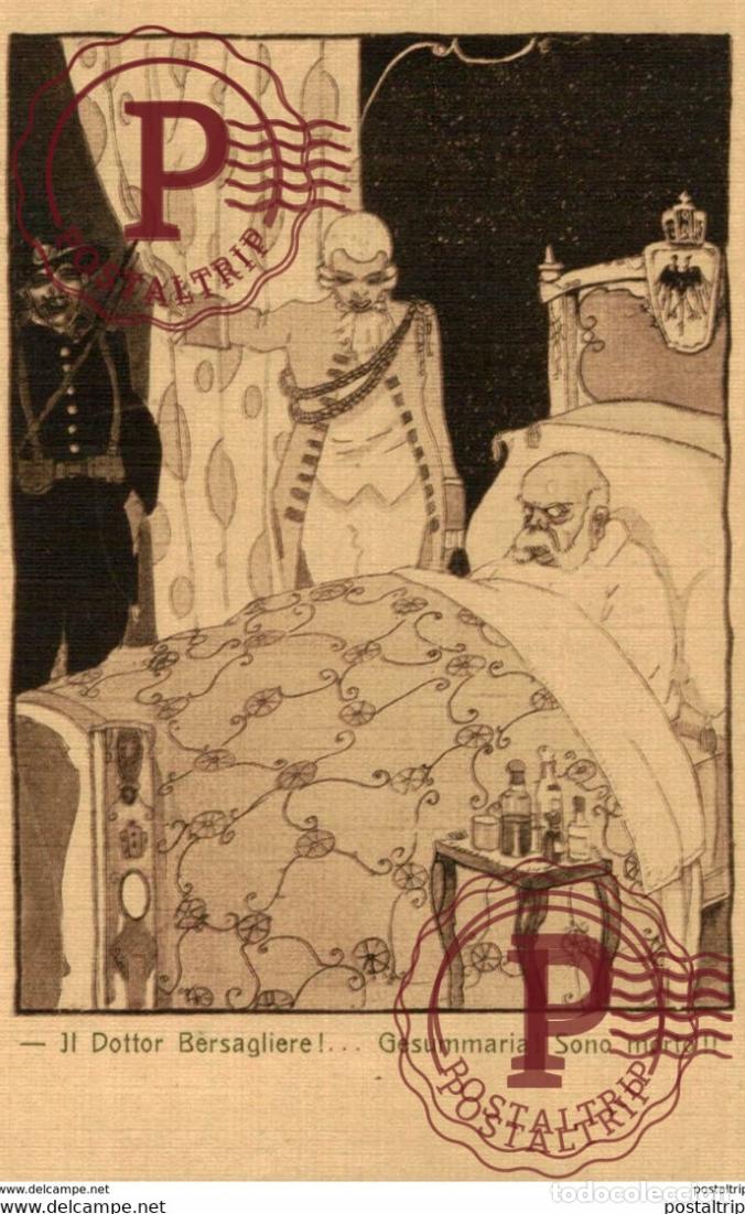 Cartoline: Guerre 14-18 SATIRIQUE - ANTI KAISER IL DOTTOR BERSAGLIERE GESUMMARIA SONO MORTO Italia - Italie -