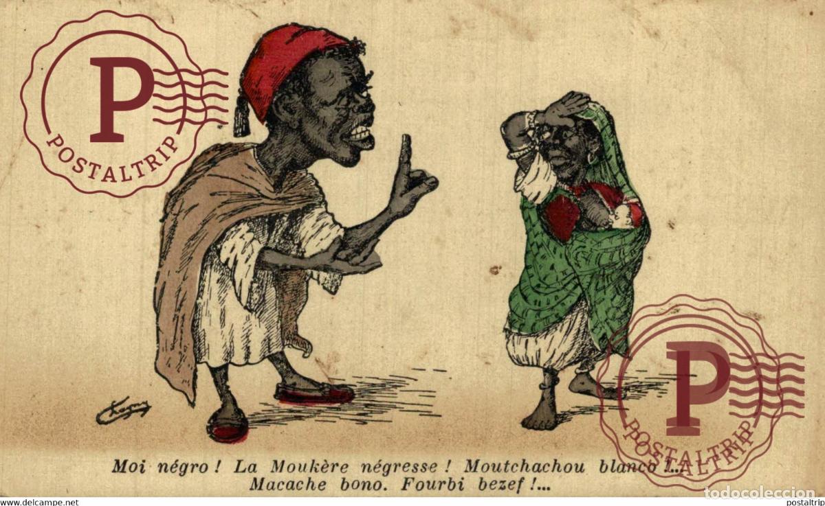 Postales: Illustrateur CHAGNY MOI NEGRO LA MOUKERE ! MOUTCHACHOU BLANCO ! MACACHE BONO ! FOURBI BEZEF !