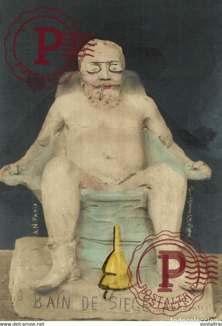 Postkarten: Statuette satirique de Guillaume LAPLAGNE. BAIN DE SIEGE PRESIDENT