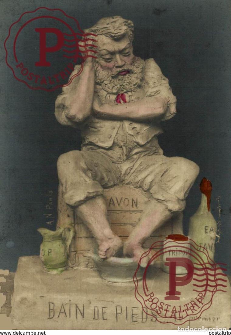 Postkarten: Statuette satirique de Guillaume LAPLAGNE. BAIN DE PIEDS LE PREMIER