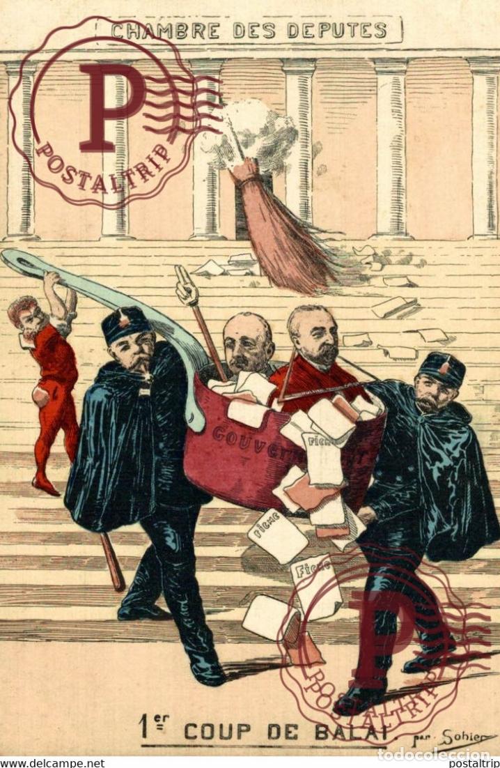 Cartoline: ILLUSTRATEUR SOHIER. Chambre des D&eacute;put&eacute;s 1er Coup de balai