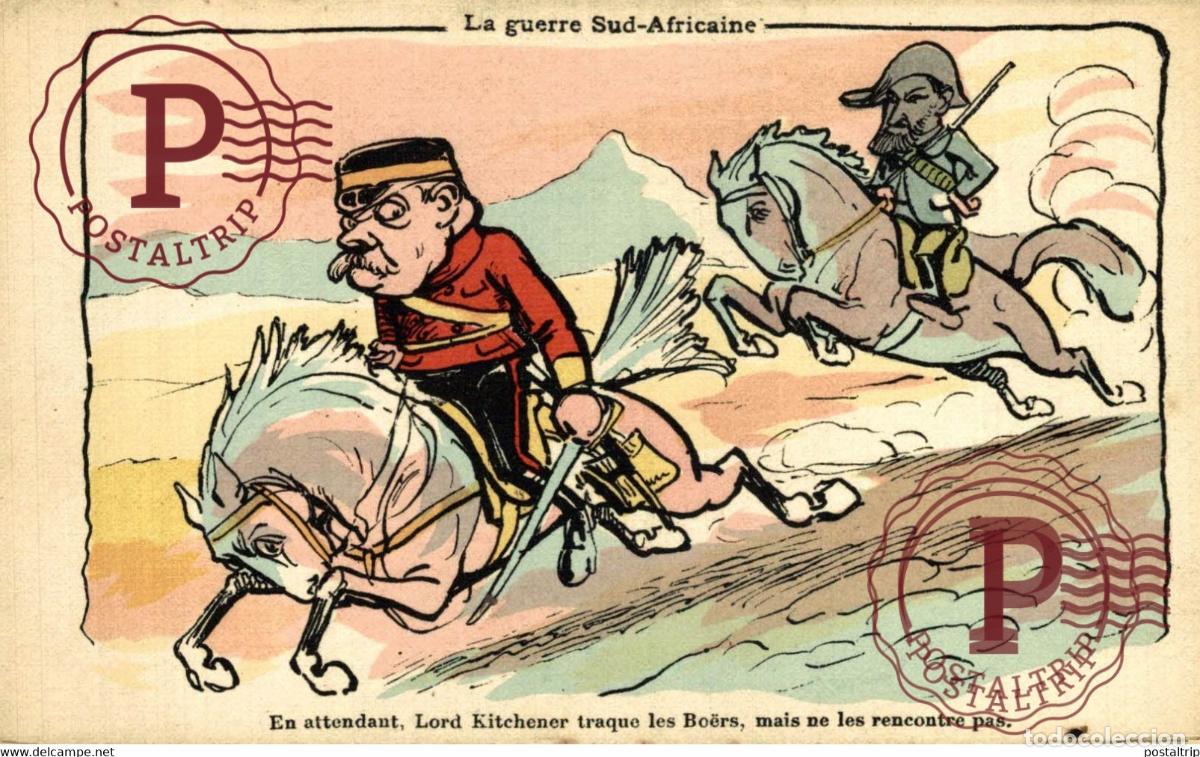 Cartoline: ILLUSTRATEUR A VIGNOLA. LA GUERRE SUD AFRICAINE. EN ATTENDANT, LORD KITCHENER TRAQUE LES BOERS, MAIS