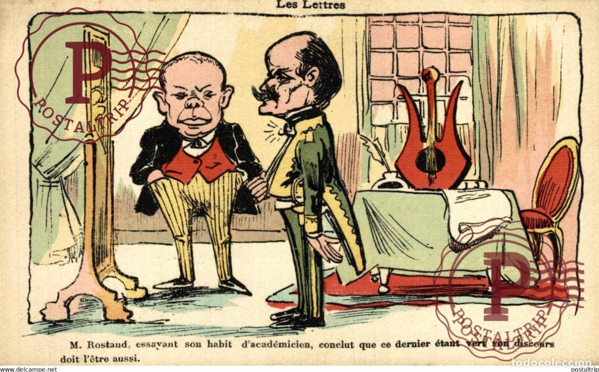 Cartoline: ILLUSTRATEUR A VIGNOLA. LES LETTRES. M. ROSTAUD, ESSAYANT SOU HABIT...