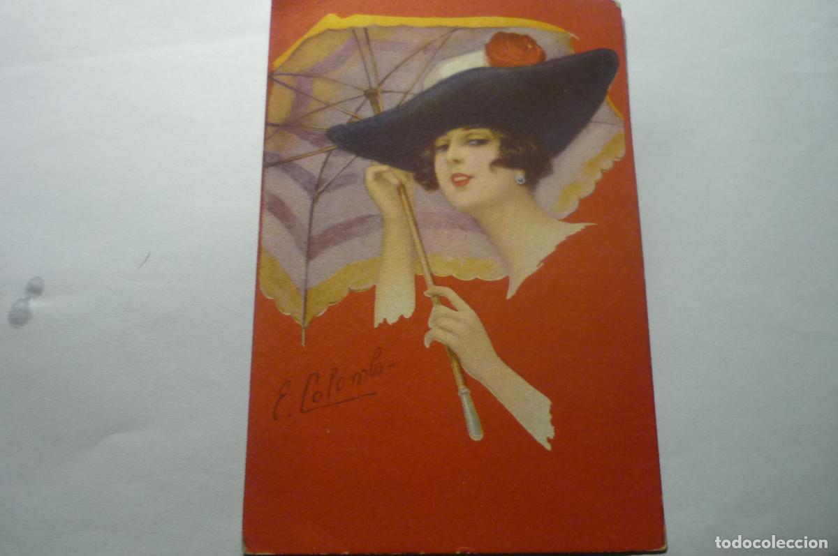 Postkarten: POSTAL EXTRANJERA MUJER SOMBRILLA DIBUJO COLOMBO