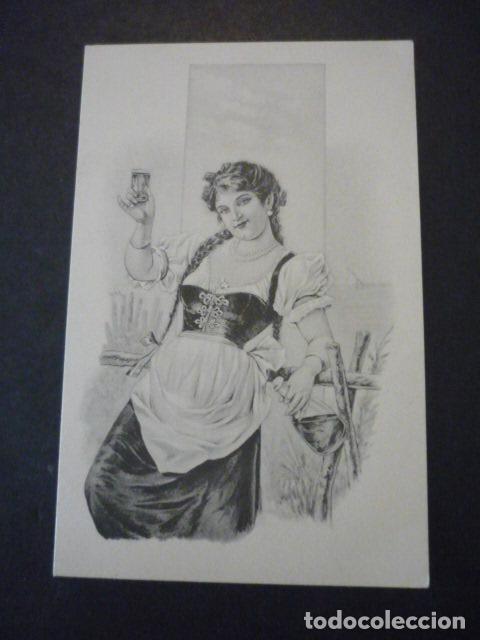 Postales: MUJER BEBIENDO VINO POSTAL ILUSTRADA REVERSO SIN DIVIDIR