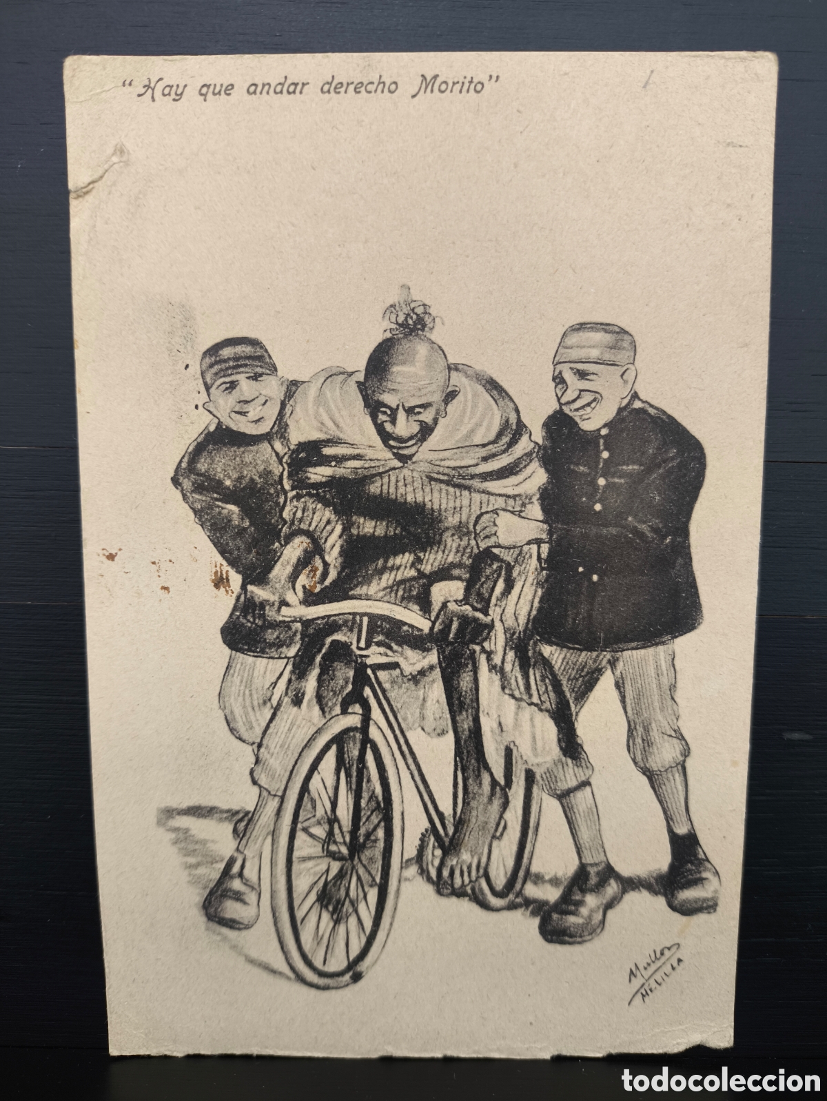 Postales: Antigua postal ilustrada humor&iacute;stica caricatura racista Morito Rife&ntilde;o&nbsp;il. D. Mullor Ed Boix Hermanos