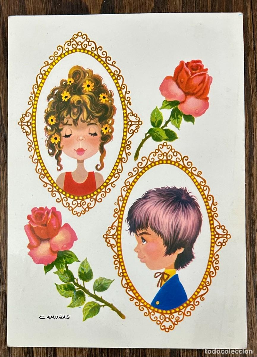 Postcards: POSTAL PAREJA Y ROSAS ILUSTRADA POR CAMU&Ntilde;AS - &Aacute;NCORA S13461-A 1969 - CIRCULADA FRANQUEADA EN 1971
