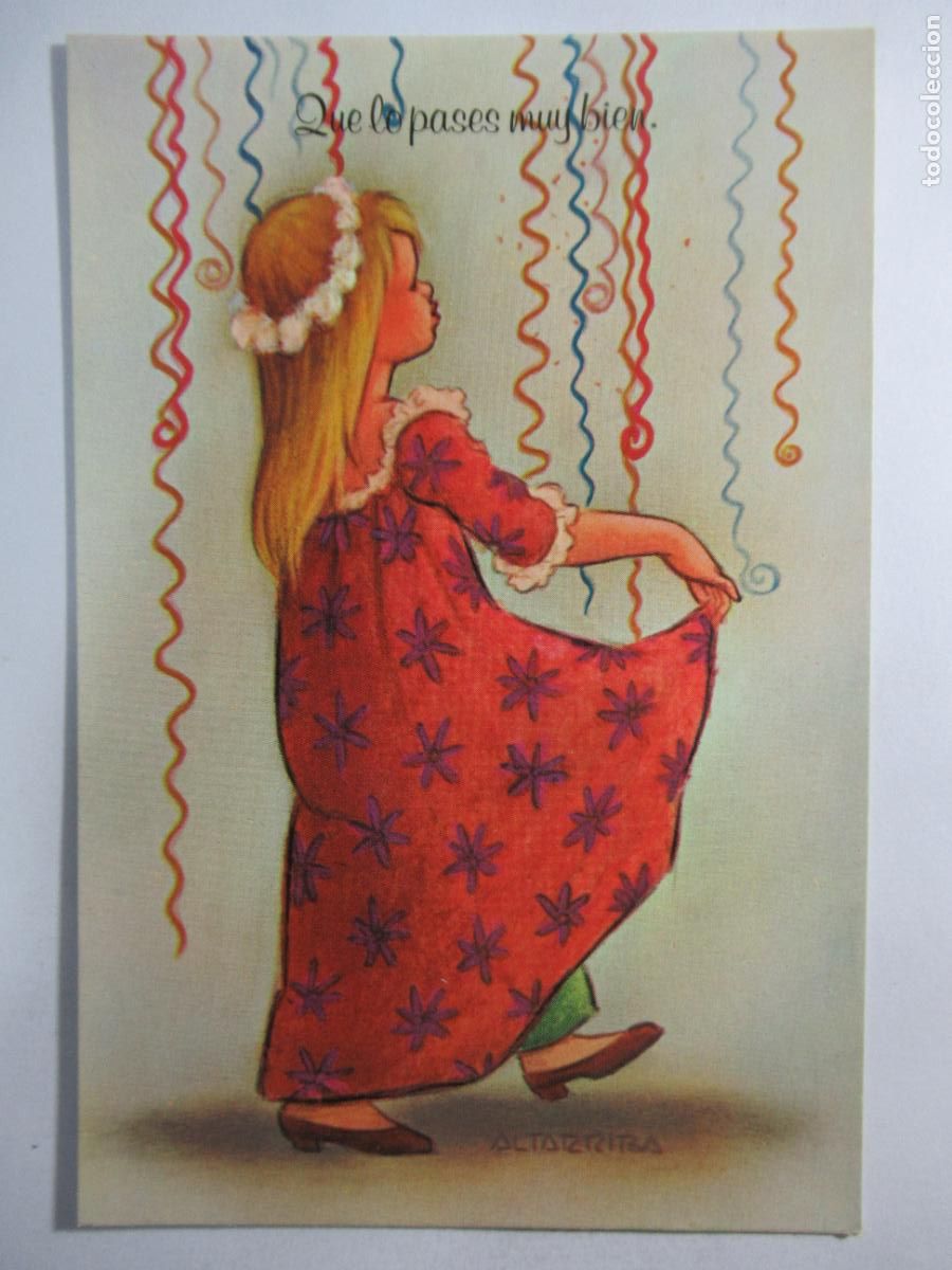 Postales: Dibujo ni&ntilde;a fiesta - S/C
