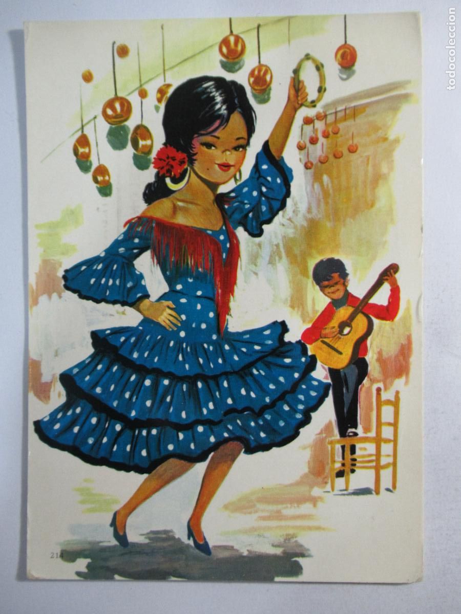 Postales: Postal Flamenca Flamenco Guitarra dibujo - Circulada