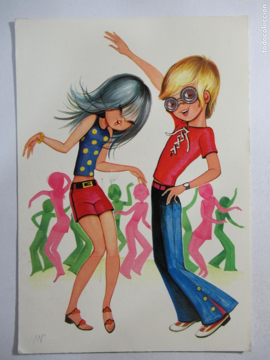 Postales: Postal Chico chica pareja baile - Circulada