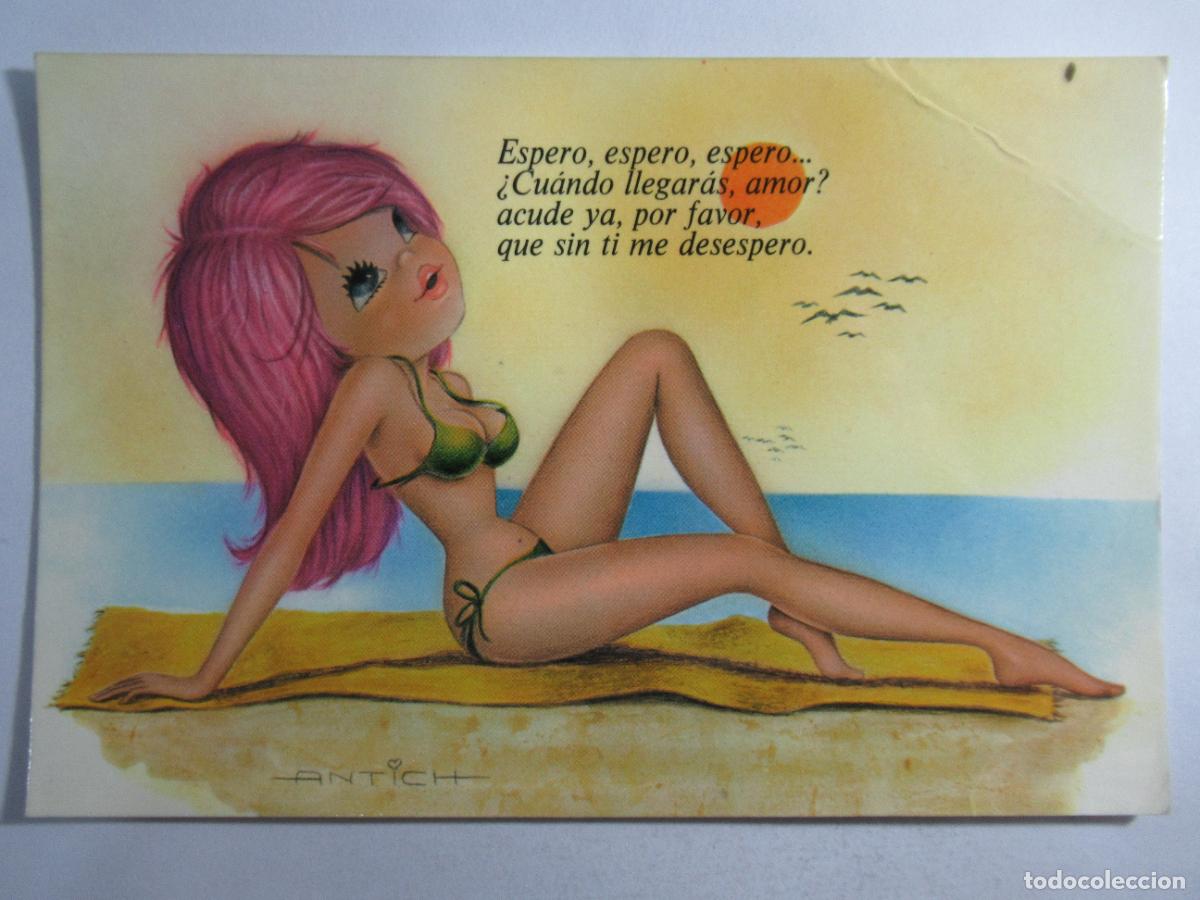 Postales: Postal chica en la playa Dibujo - Escrita