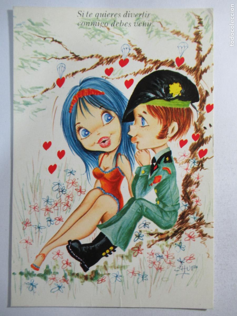 Postales: Postal mili recluta chica Dibujo - Circulada