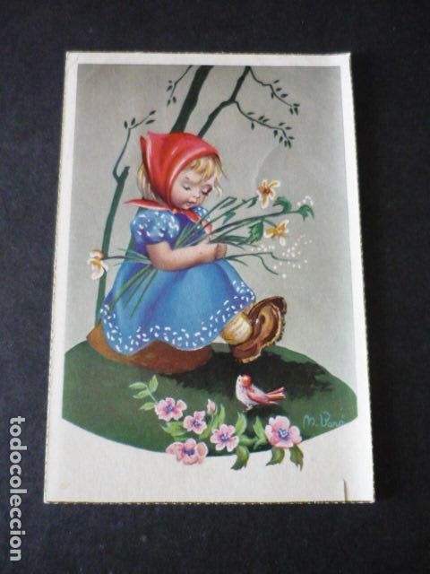 Postales: NI&Ntilde;A CON PAJARO POSTAL BAR&Oacute; ILUSTRADOR