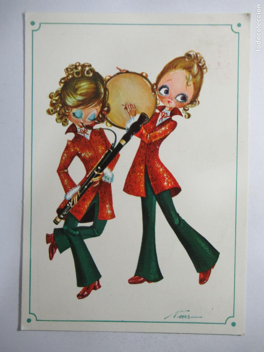 Postales: Postal dibujo chicas banda m&uacute;sica - Escrita