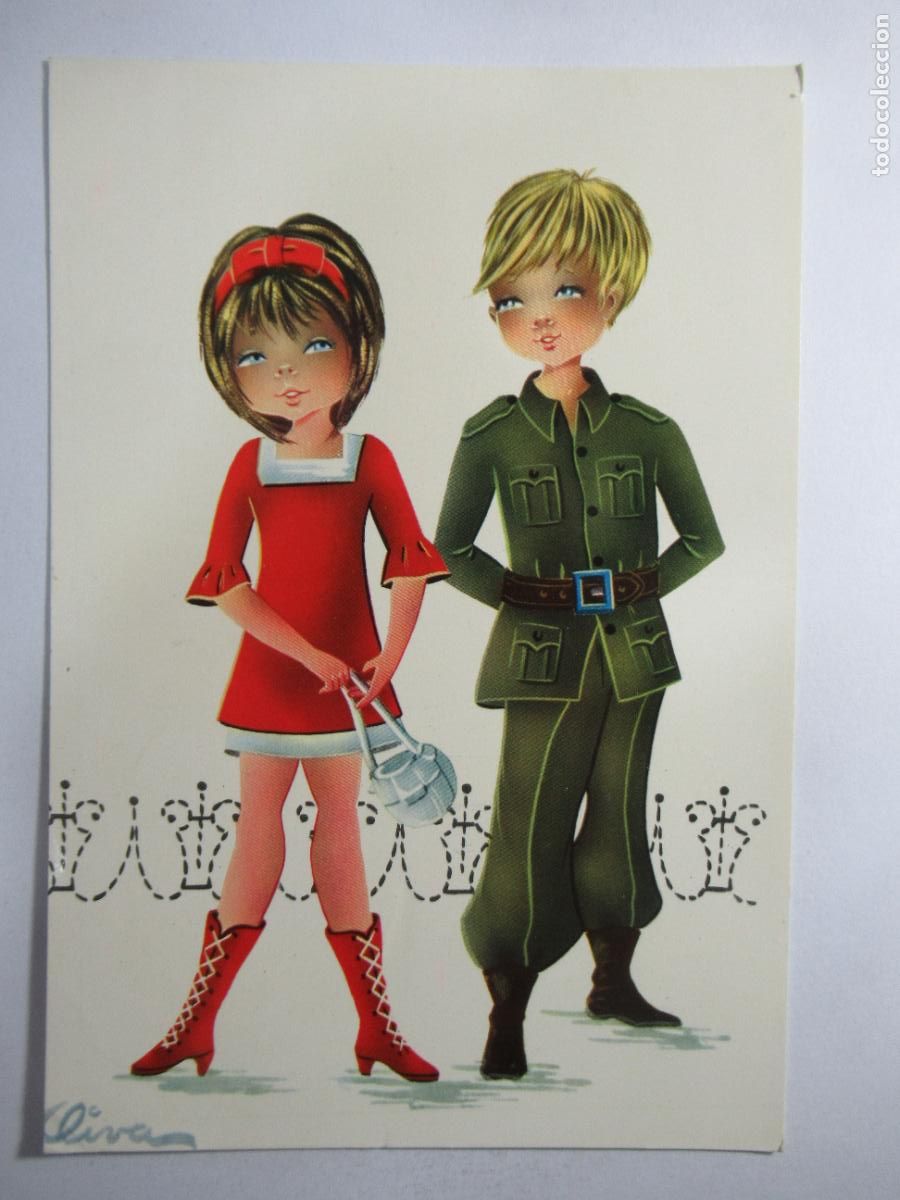 Postales: Postal mili recluta Chica chico - Escrita