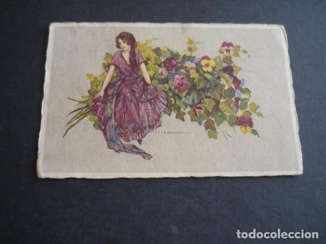 Postales: MUJER CON FLORES CORBELLA ILUSTRADOR POSTAL ART DECO