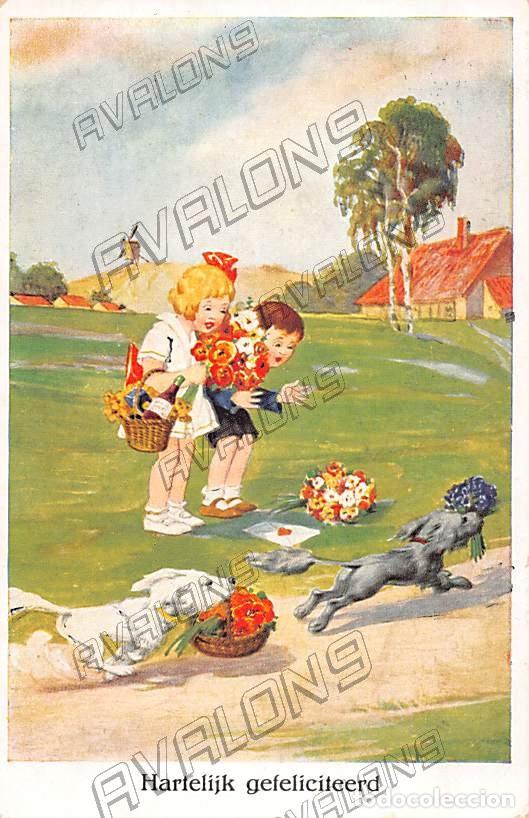 Postcards: Postal Holandesa Felicidades de 1928 - Circulada con sello