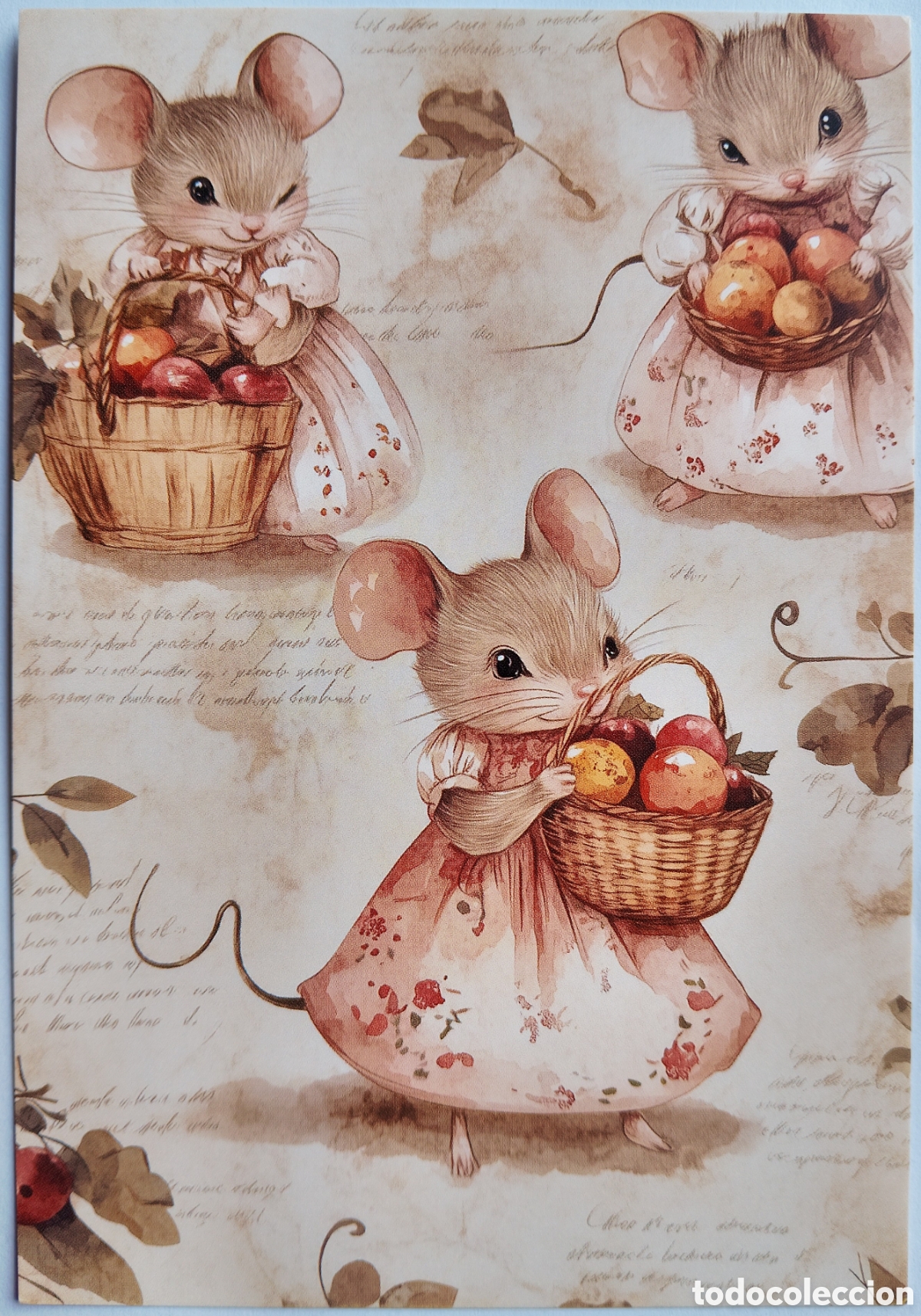 Postales: POSTAL - RATONCITAS CESTOS FRUTA