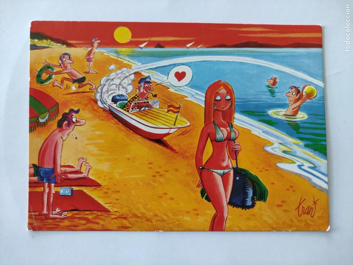 Postales: POSTAL 19483 USADA MAT.BENICARLO 1977-KOLORHAM TRAN-3 -PLAYA HUMOR SEXO -ILUSTRADOR BELTRAN