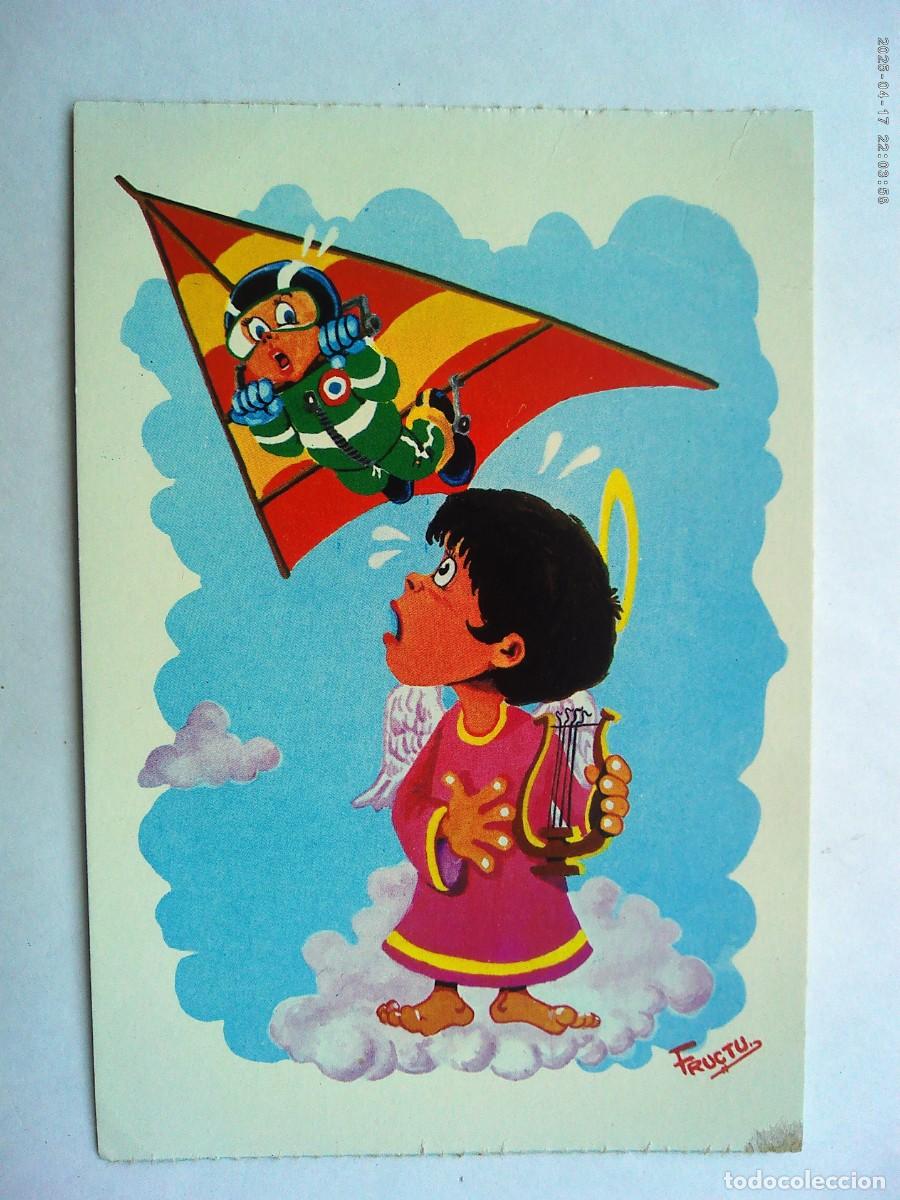 Cartoline: BONITA POSTAL CON DIBUJO HUMORISTICO DE ALA DELTA Y ANGEL , 1981