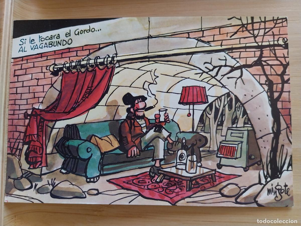Postales: MINGOTE SERIE E 12 ED LOTERIAS SC ORIGINAL SI LE TOCARA EL GORDO AL VAGABUNDO PRENSA