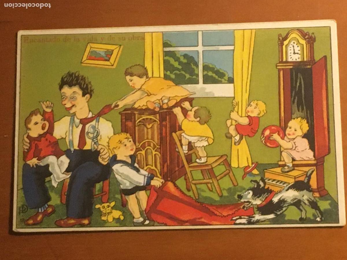Postales: encantado de la vida y de su obra postal ilustrada con chiste publicitaria original antigua