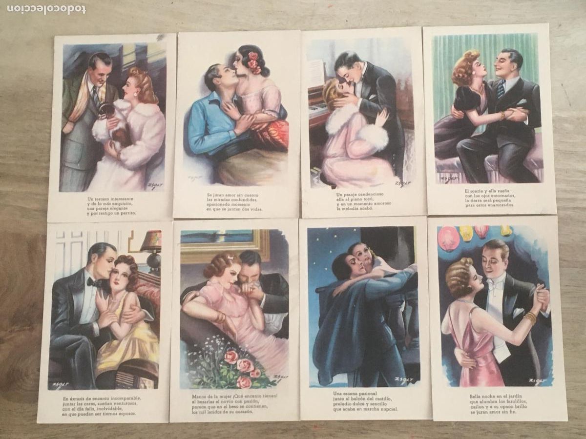 Postales: zsolt lote 8 postales ilustradas originales antiguas