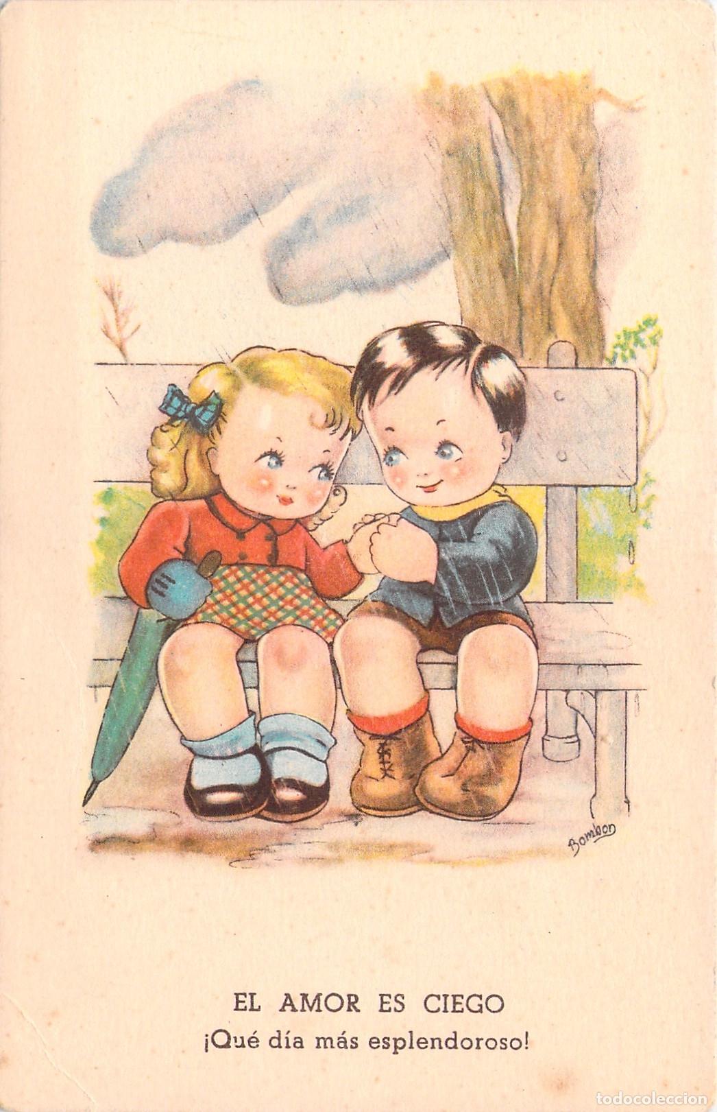 Postkarten: Postal de Ilustraci&oacute;n Infantil El Amor es Ciego por Bombon