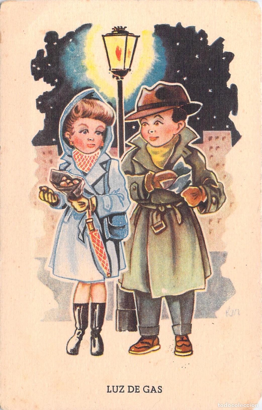 Postales: Tarjeta Postal Ilustrada Ni&ntilde;os Luz de Gas en Burjasot Valencia