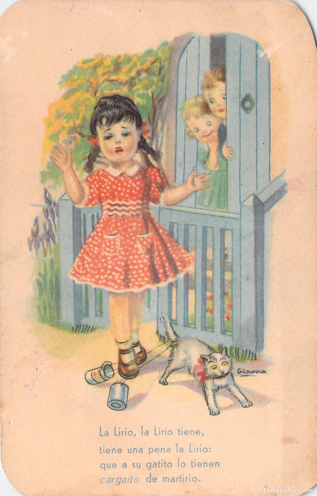 Postales: Postal Ilustrada Melod&iacute;as en Voga La Lirio con Ni&ntilde;a y Gato